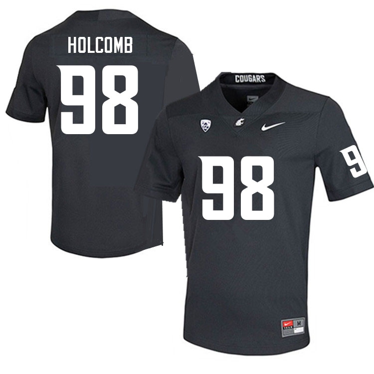 Men #98 Luke Holcomb Washington State Cougars College Football Jerseys Sale-Charcoal